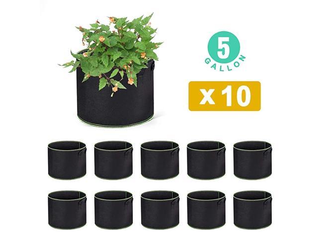 10Pack 5 Gallon Plant Grow Bags Heavy Duty Aeration Fabric Pots Thickened Nonwoven 1 Gallon Fabric Pots Plant Grow Bags 10 5 Gallon