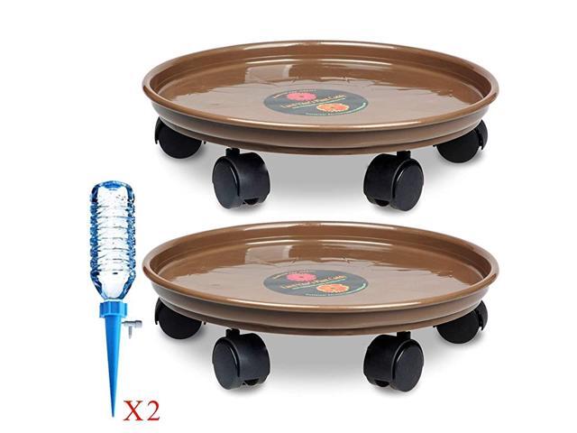 Planter Dolly on Wheels Round Flower Pot Mover 14quot Large Rolling Plant Caddy Brown