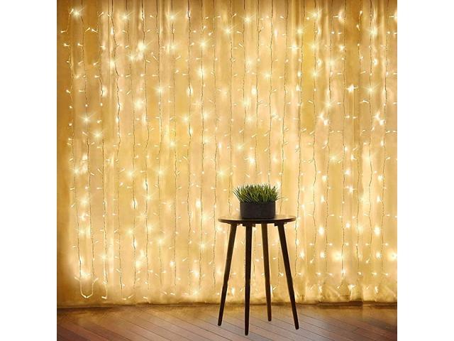 White Window Curtain Lights 8 Mode LED Fariy String Lights for Party Garden Room Wall Decorations