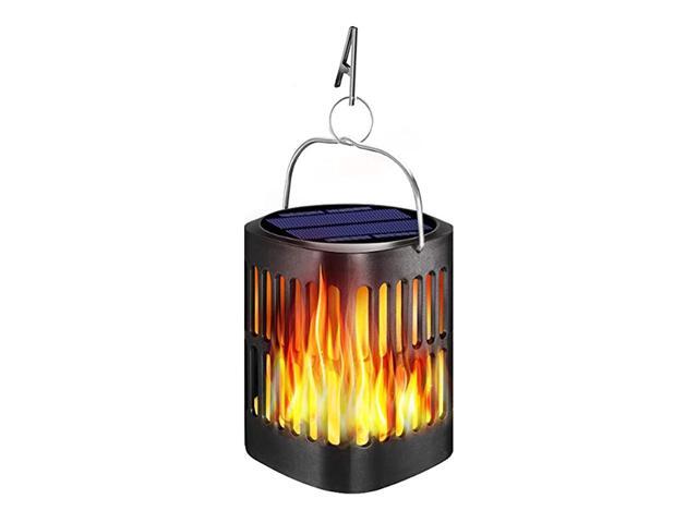 Outdoor Solar Lanterns Dancing Flame Outdoor Hanging Lanterns Lights Solar Powered and USB Charging Torch Light Waterproof Auto Sensor for Garden