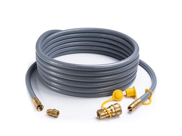 24 Feet 12inch ID Natural Gas Hose with Quick Disconnect Fittings for Fire Pit Generator Patio Heater Grill Comes with 38 Female x 12 Male Adapter