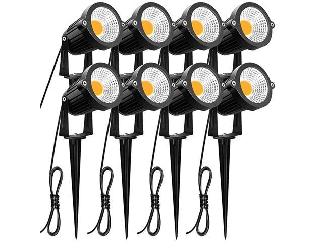 5W LED Landscape Lights 12V 24V Garden Lights Waterproof Warm White Walls Trees Flags Outdoor Landscape Spotlights with Stakes 8 Pack