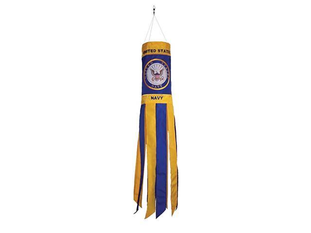 US Navy Emblem 40 Inch Windsock Military Service Hanging Decoration Durable Embroidered and Appliqué Design