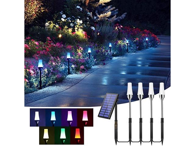 Solar Pathway Lights Outdoor 7 Color Changing Solar Landscape Lights RGB Solar Path Lights Auto OnOff Dusk to DawnIP67 Waterproof Low Voltage