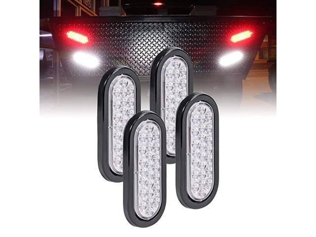 6quot White Oval LED Reverse Trailer Tail Light Kit DOT FMVSS 108 SAE 2 R 24 LED Grommet amp Plug Included IP67 Waterproof Back Up Signal Trailer