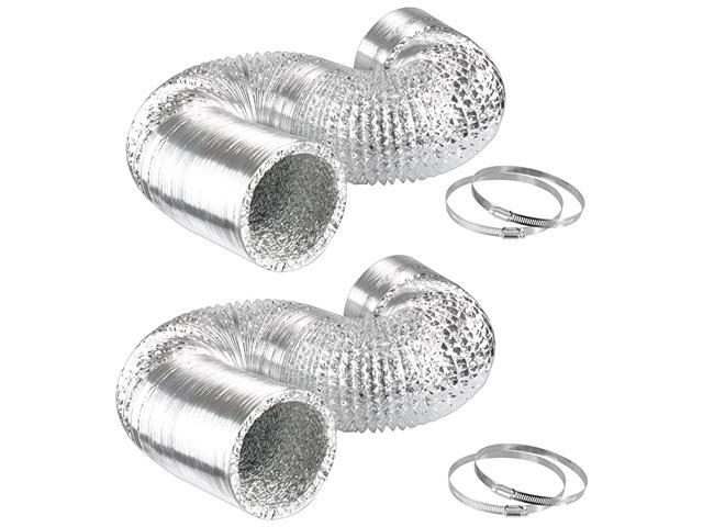 6 Inch 25 Feet NonInsulated Flex Air Aluminum Ducting Dryer Vent Hose for HVAC Ventilation 2 Pack 4 Clamps included