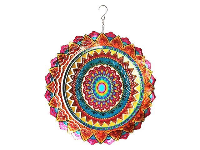 Stainless Steel Wind Spinner Worth Gift Indoor Outdoor Garden Decoration Crafts Ornaments 12 inch Multi Color Mandala Wind Spinners