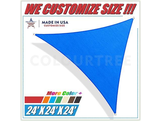 24 x 24 x 24 Blue Sun Shade Sail Triangle Canopy UV Resistant Heavy Duty Commercial Grade We Make Custom Size