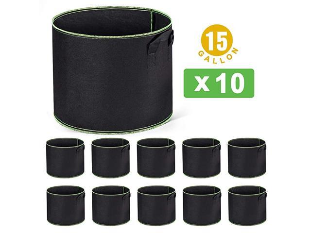 10Pack 15 Gallon Grow Bags Heavy Duty Aeration Fabric Pots Thickened Nonwoven Fabric Pots Plant Grow Bags with Handles