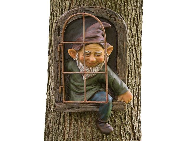 Elf Out The Door Tree Hugger Garden Peeker Yard Art Whimsical Tree Sculpture Garden Decoration