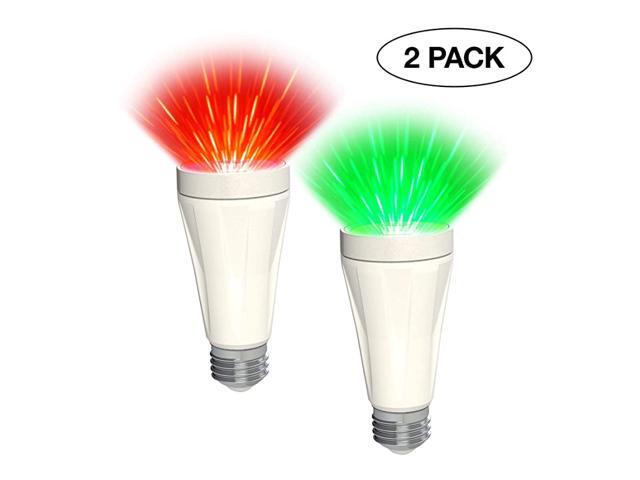 BlissBulb Laser Bulb Decorative Accent Light for Parties Holidays Night Lights Patios IndoorOutdoor E26 Base 50x50ft RedGreen 2Pack