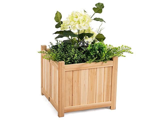 Portable Flower Planter Box Raised Folding Vegetable Patio Lawn Garden Backyard Elevated Outdoor Wood Planter Boxes 15quot Lx15 Wx14 H Natural Square