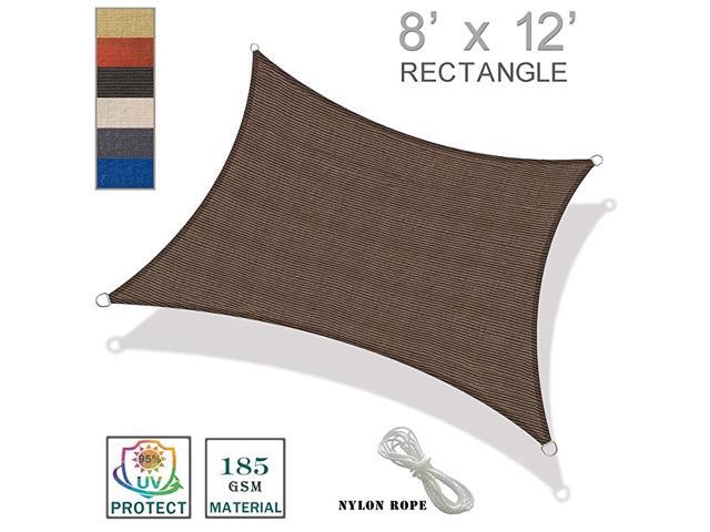 8 x 12 Brown Rectangle Sun Shade Sail UV Block for Outdoor Patio Garden