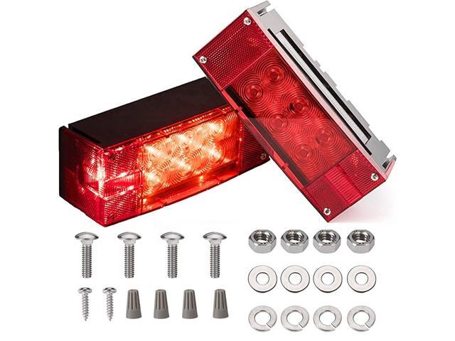 2PCS 12V LED Submersible Low Profile Rectangular Trailer Lights Tail Stop Turn Running Lights Kit Sealed for Boat Trailer Truck Marine