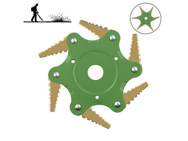 2020 Latest 6 Teeth Trimmer Head 6 Blade Trimmer Enhanced Version Trimmer Head 65Mn Grass Steel Blades Tool for Gardens Green