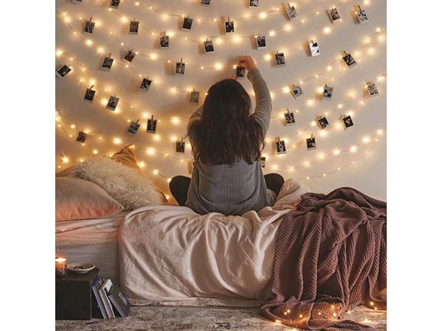 Waterproof Starry Fairy Lights Curtain Lights 66ft 200 LEDs String Lights for Bedroom Decoration Christmas USB Powered Bendable Copper Twinkle