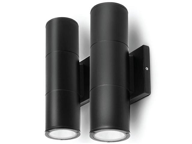Security Porch Sconce Light Outdoor LED Modern Up Down Wall Mount Lighting Black 2Pack