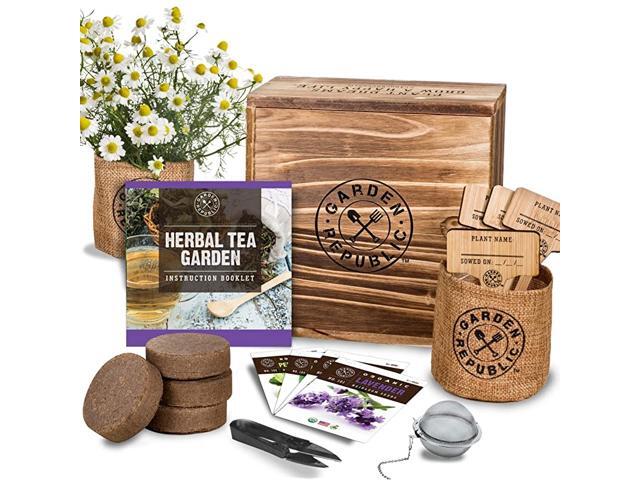 Herb Garden Seed Starter Kit Herbal Tea Growing Kits Grow Medicinal Herbs s Lavender Chamomile Lemon Balm Mint Seeds for Planting Soil Plant