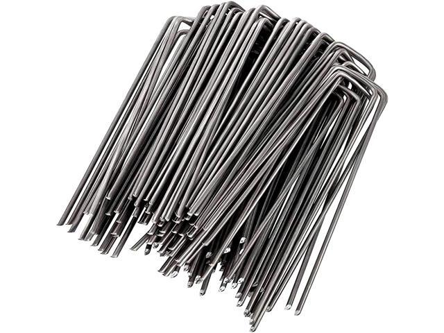 100Pcs 6Inch Galvanized Garden Stakes Landscape Staples Fence Stakes Weed Barrier Fabric Ground Cover Soaker Hose Lawn Drippers Irrigation Tubing