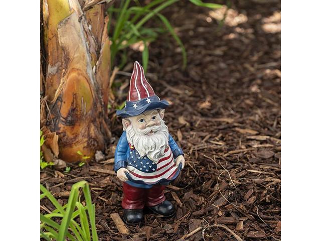 Americana Gnome with Flag Apron Bird Feeder 12 Inch Tall