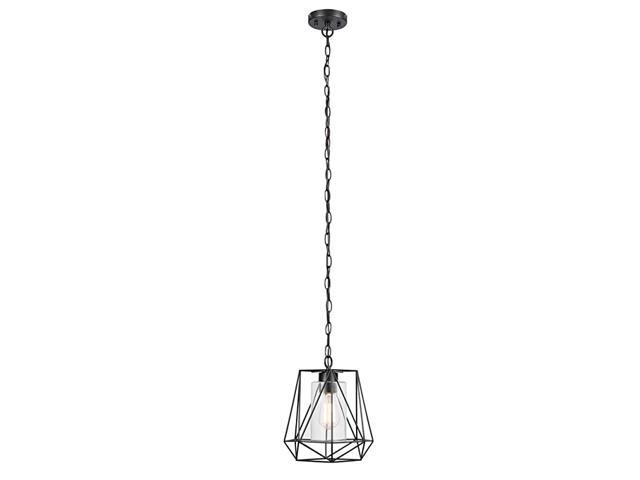 44299 Sansa 1Light OutdoorIndoor Pendant Black with Clear Glass Inner Shade