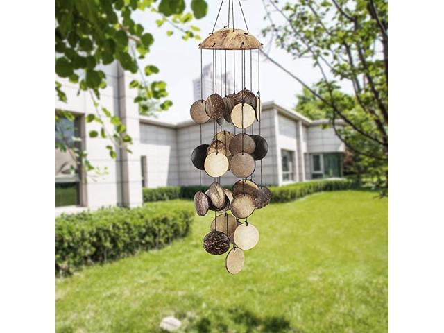 Coconut Shell Wind Chimes Outdoor Bamboo Wind Chimes Outdoor Perfect Decoration for Your own Patio Porch Garden or Backyard