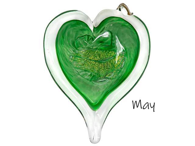 3quot Glass Birthstone Heart Handmade Suncatcher Hanging Home Décor Outdoor Garden Accent May Emerald