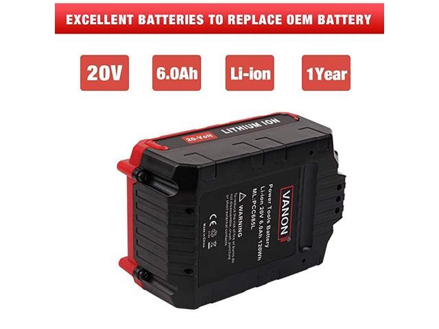 60Ah 20V for Porter Cable Lithium Battery High Capacity Replacement Battery for Porter Cable PCC685L PCC682L PCC685LP PCC680L PCC600 PCC640