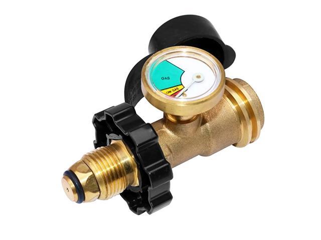 Universal Fit POL Propane Tank Adapter with Gauge Converts POL LP Tank Service Valve to QCC1 Type 1 Old to New Connection Type Propane Tank Gauge
