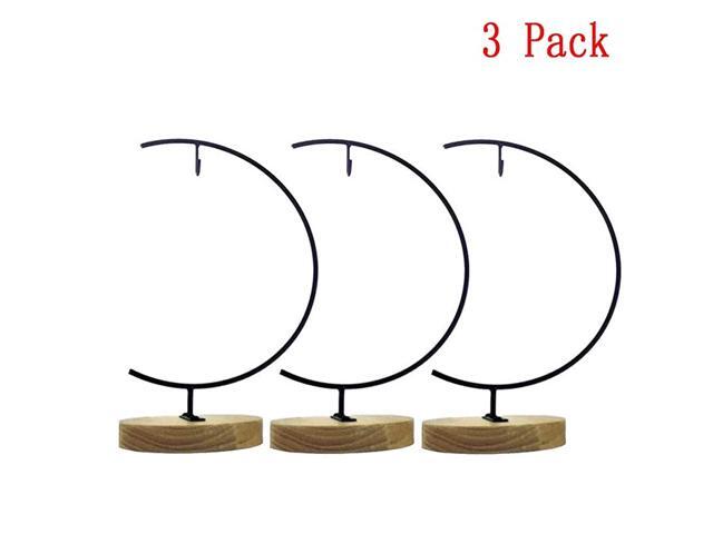 Terrarium Ornament Display Stand Metal Stand Air Plant Stand Flower Pot Stand Holder Iron Pothook Stand for Hanging Glass Terrarium Globe Ball Wood