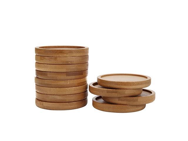 25 Inch Planter Pot Bamboo Saucer Round Set of 12 Succulent Pot Holder Drainage Tray for Most Small Ceramic Succulent Planters Holding Drainage Water
