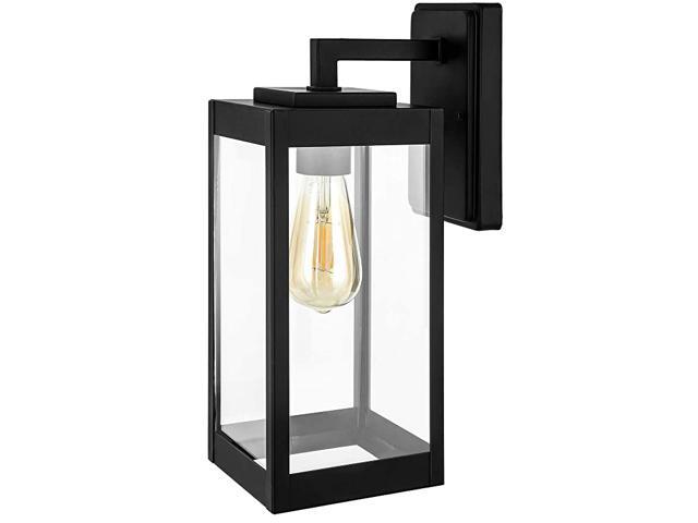 Outdoor Wall Light Clear Glass Shade Matte Black Finish E26 Socket Weather Resistant Wall Sconce for Garage Porch Backyard ETL Listed