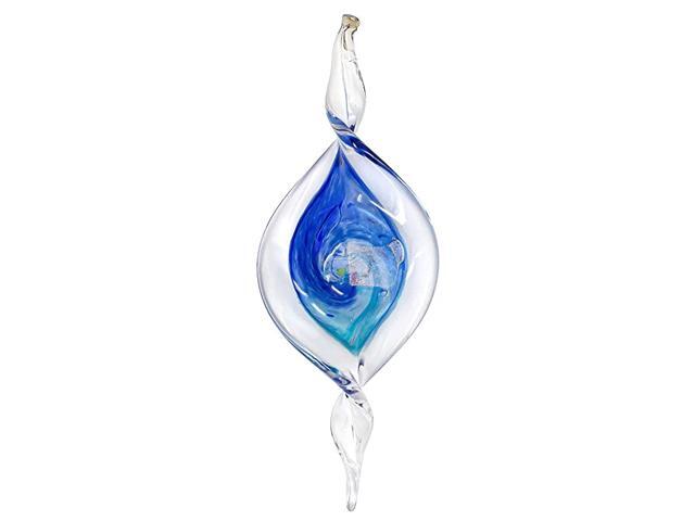 7quot Small Glass Spiral Handmade Suncatcher Hanging Spinning Home Décor Outdoor Garden Twist Blue Light Blue Teal