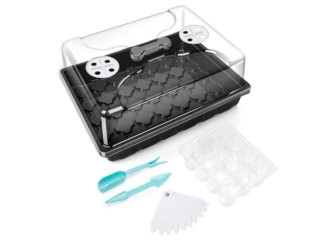 1014 Flat Seed Trays with Humidity Dome Germination kit 144 Cells Trays Included Seed Starter Clone Tray for Microgreens Soil Blocks Rockwool