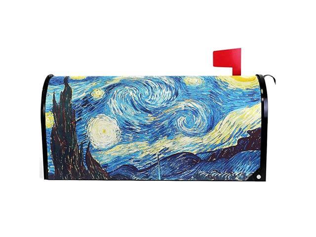 Van Gogh Galaxy Mailbox Cover Magnetic Standard Size Starry Night Blue Letter Post Box Cover Wrap Decoration Welcome Home Garden Outdoor 255quot L