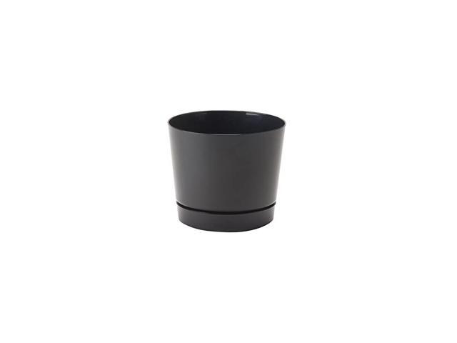 Depth Round Cylinder Pot Black 6Inch