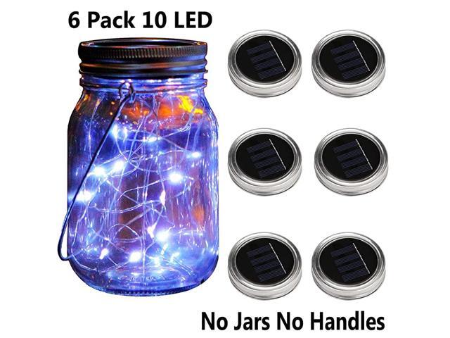 6 Pack Mason Jar Lid Solar Waterproof Fairy Starry Firefly Lights for Regular Mouth Mason Jar Lantern on Patio Yard Pathway Festivals Home
