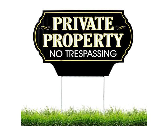 Private Property Sign for Yard or Lawn Great for Home or Business Laser Cut Corrugated Plastic + Wire Step Stake Stop Trespassing Deter Door