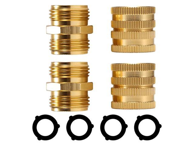 Garden Hose Adapter Male to Male Female to Female 34 Brass Connector 4Pack with Extra 4 Washers