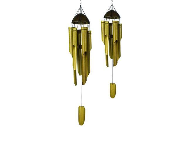 Naturals Hand Made Bamboo Wind Chimes Set of 2 WindChimePRLRG+SML