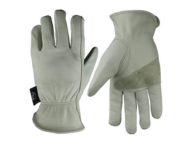 Leather Work Gloves Grain Cowhide for Yard Work Gardening Farm Warehouse Construction Motorcycle with Elastic Wrist Men amp Women XXL