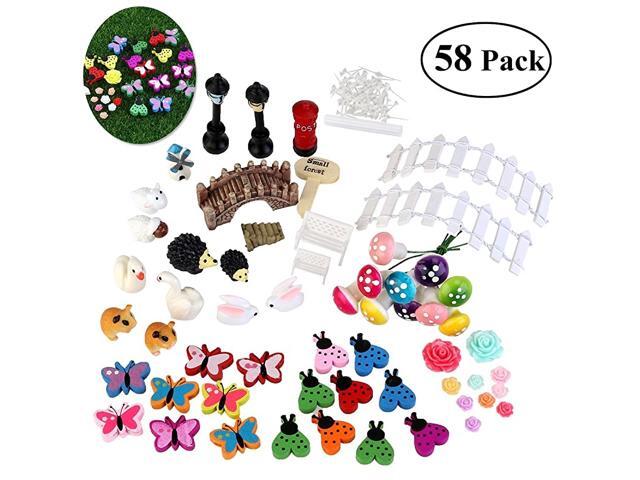 Miniature Garden Ornaments 58 Pieces Ornament Kits Set for DIY Fairy Garden Dollhouse Decor