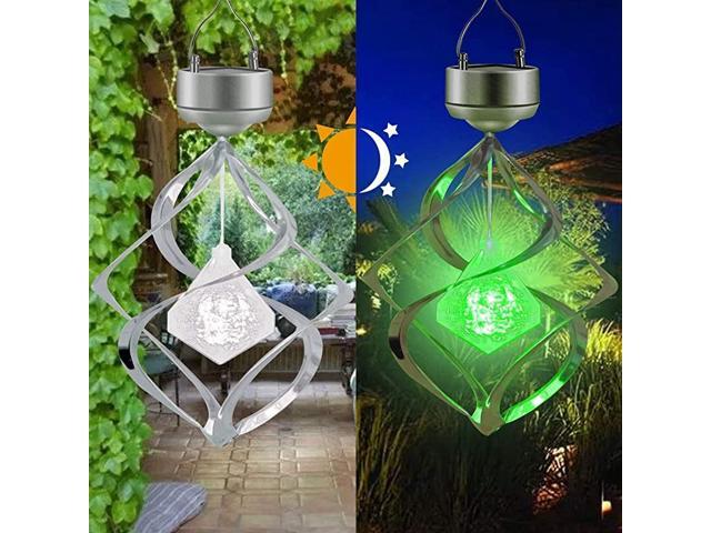 Solar Lights Outdoor Yard Decoration Wind Chimes Lights Led Colour Changing Spiral Spinner Hanging Lights Garden Yard Home Decor Gift