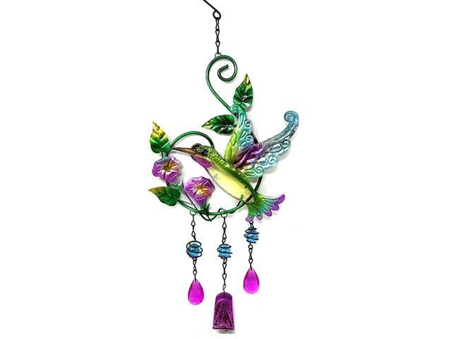 Hummingbird amp Flower w Stained Glass Wind Chimes Bell