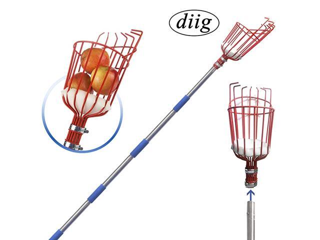 Fruit Picker 8 Foot Fruit Picker Tool with Stainless Steel Connecting Pole Fruit Picking Equipment for Getting Fruits Lemons Apples Guavas Avocados