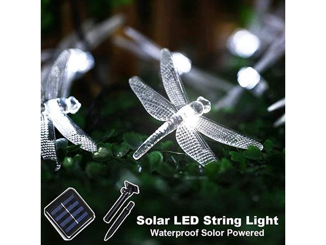 Outdoor Dragonfly Solar String Lights 20LED 16ft Waterproof Fairy Lighting for Christmas Trees Garden Patio Fence Wedding Party and Holiday