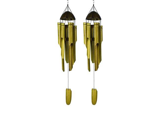 EPSOM454GX4 Naturals Hand Made Bamboo Wind Chimes Set of 2 Small25cm Total Hanging Height 60cm one Multi