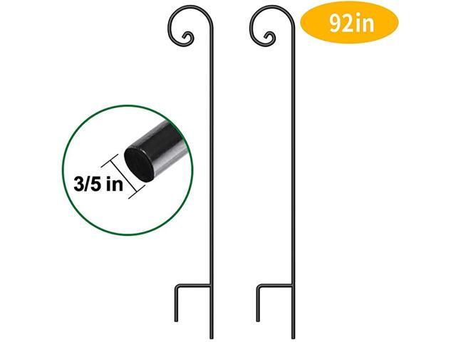 2 Pack Shepherd Hook 92 in Tall 35in Thick Hummingbird Bird Feeder Pole Premium Garden Hanging Plants Basket Hanger Pathway Light Solar Lantern