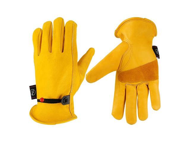 Leather Work Gloves with Adjustable Wrist For Yard Work Gardening Farm Warehouse Construction Motorcycle Men amp Women Medium