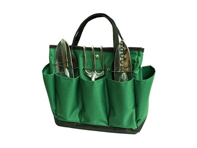 Canvas Garden Tool Tote Bag HeavyDuty Gardening Pouch Vegetable Herb Garden Hand Tool Storage Tote with 8 Pockets and Leather Handle Floral